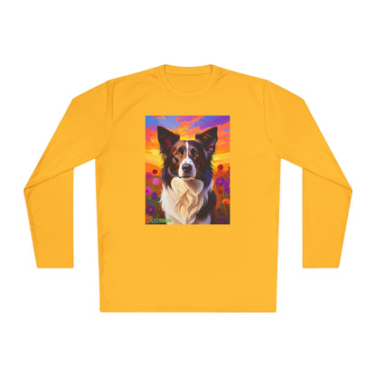 Pup Art Canvas Sport Long Sleeve Tee (Border Collie)