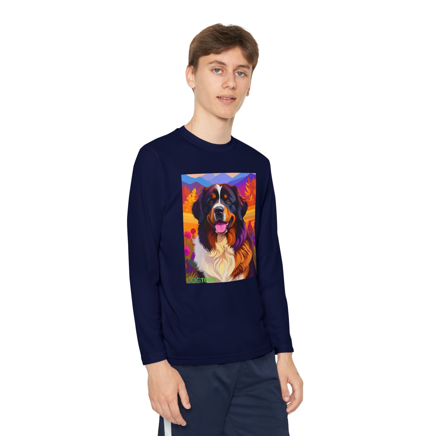 Pup Art Canvas - Kid's Sport Long Sleeve Tee (Bernese Mountain Dog)