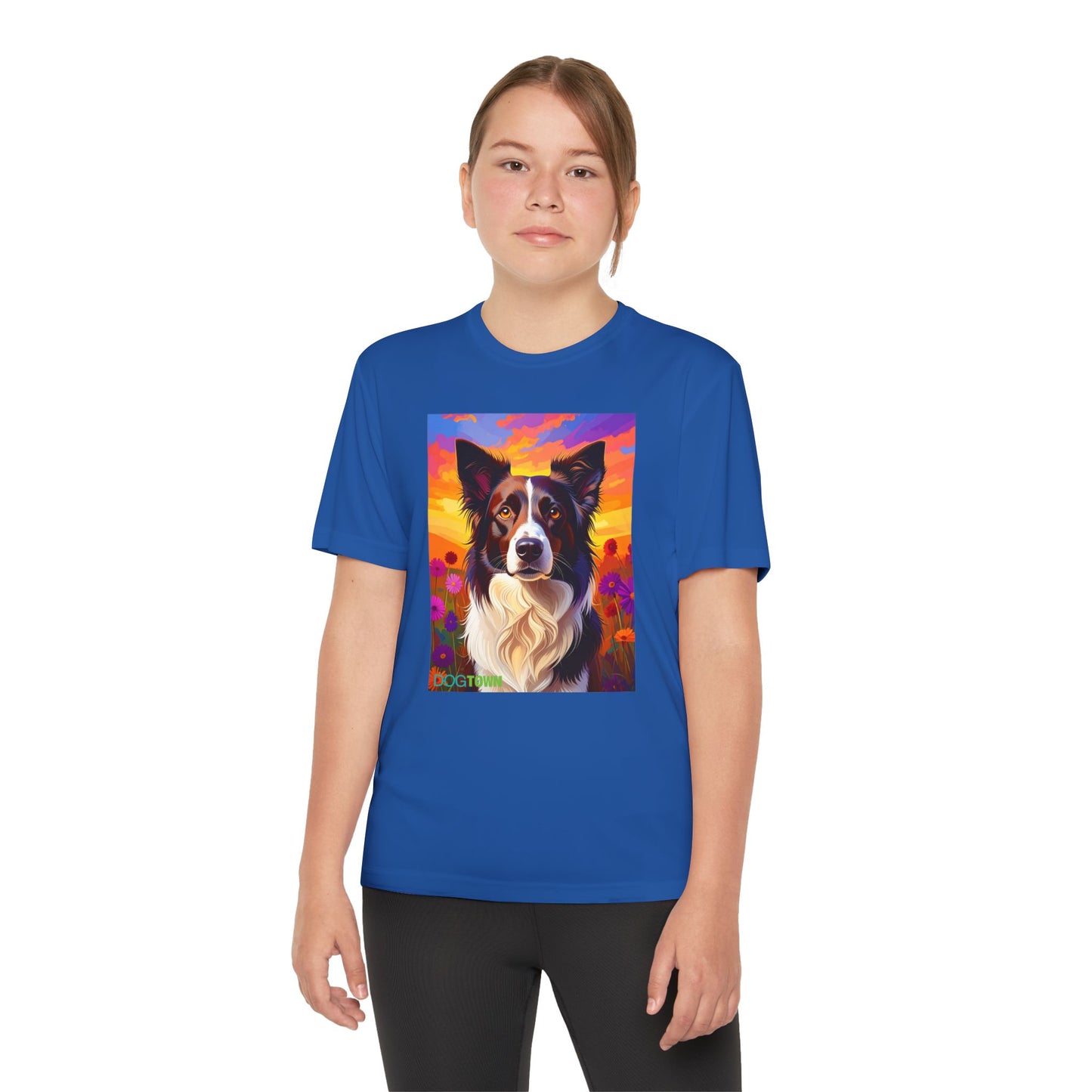 Pup Art Canvas - Kid's Sport Short Sleeve Tee (Border Collie)