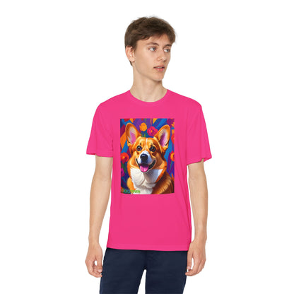 Pup Art Canvas - Kid's Sport Short Sleeve Tee (Corgi)