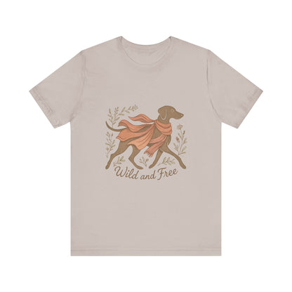 Dogtown Boho Revival "Wild and Free" Unisex Jersey Short Sleeve Tee (Weimaraner)