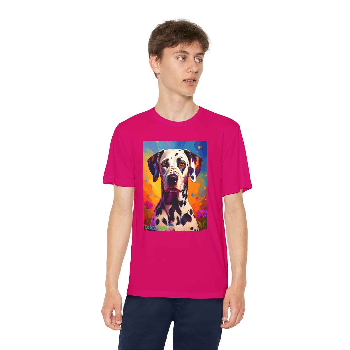 Pup Art Canvas - Kid's Sport Short Sleeve Tee (Dalmatian)