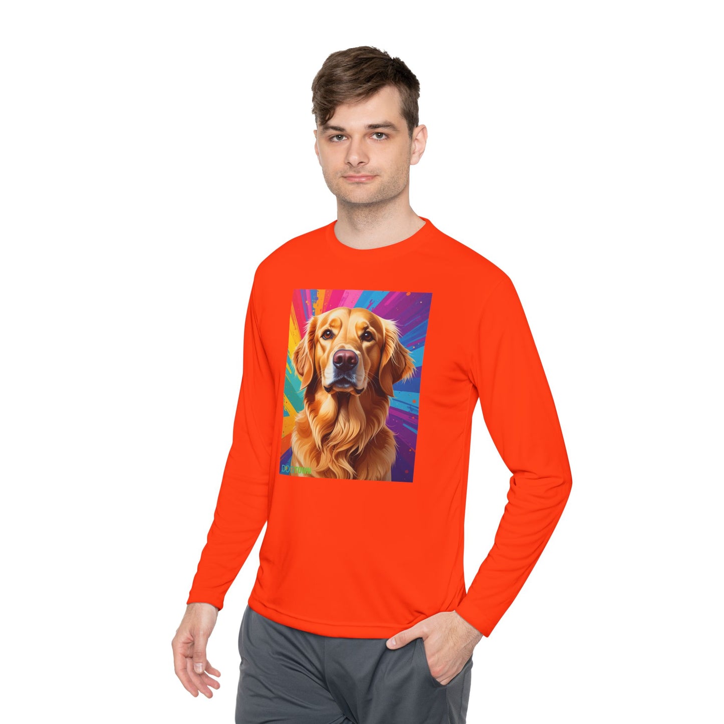 Pup Art Canvas Sport Long Sleeve Tee (Golden Retriever)