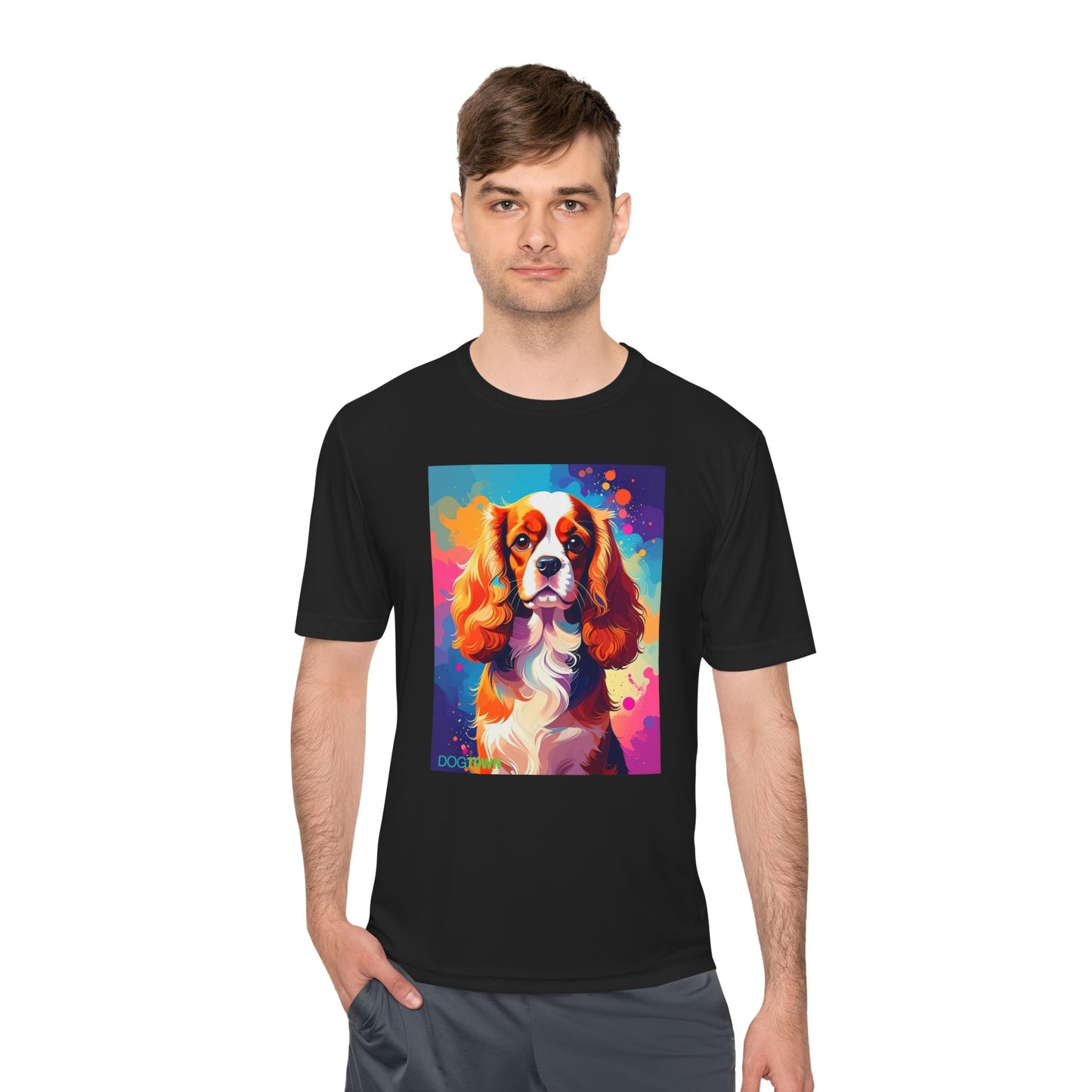 Pup Art Canvas Unisex Moisture Wicking Tee (Cavalier King Charles Spaniel)