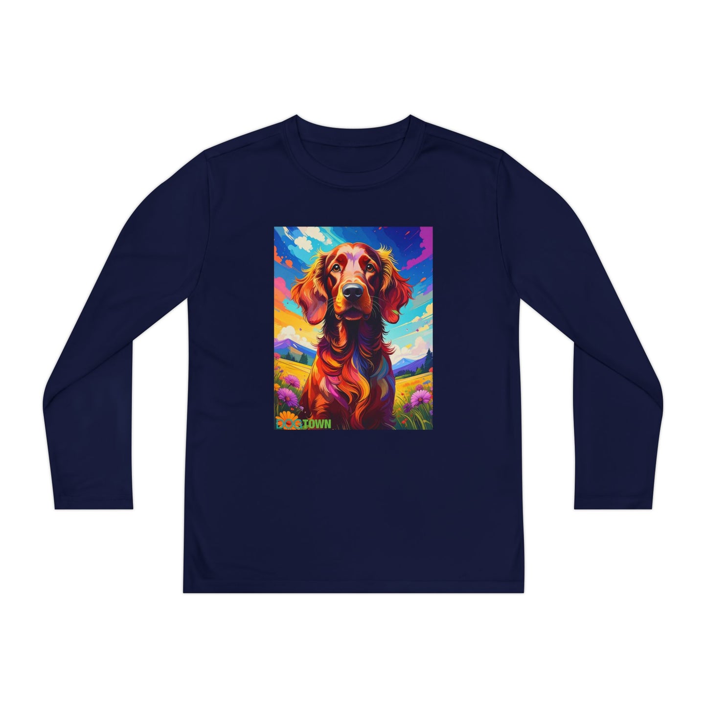 Pup Art Canvas - Kid's Sport Long Sleeve Tee (Irish Setter)