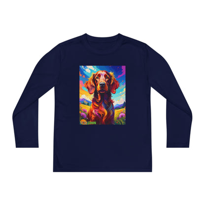 Pup Art Canvas - Kid's Sport Long Sleeve Tee (Irish Setter)