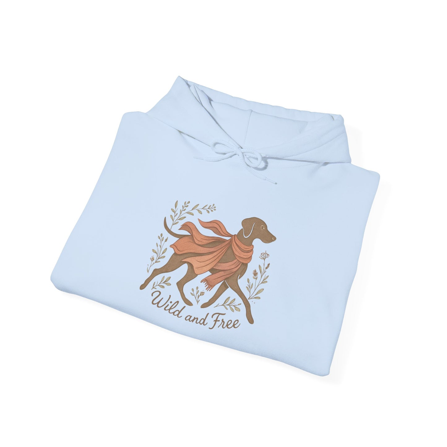 Dogtown Boho Revival "Wild and Free" Unisex Heavy Blend™ Hooded Sweatshirt (Weimaraner)