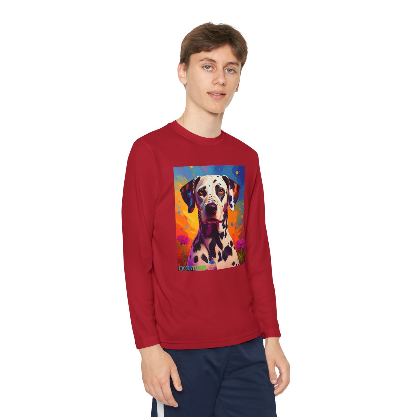 Pup Art Canvas - Kid's Sport Long Sleeve Tee (Dalmatian)