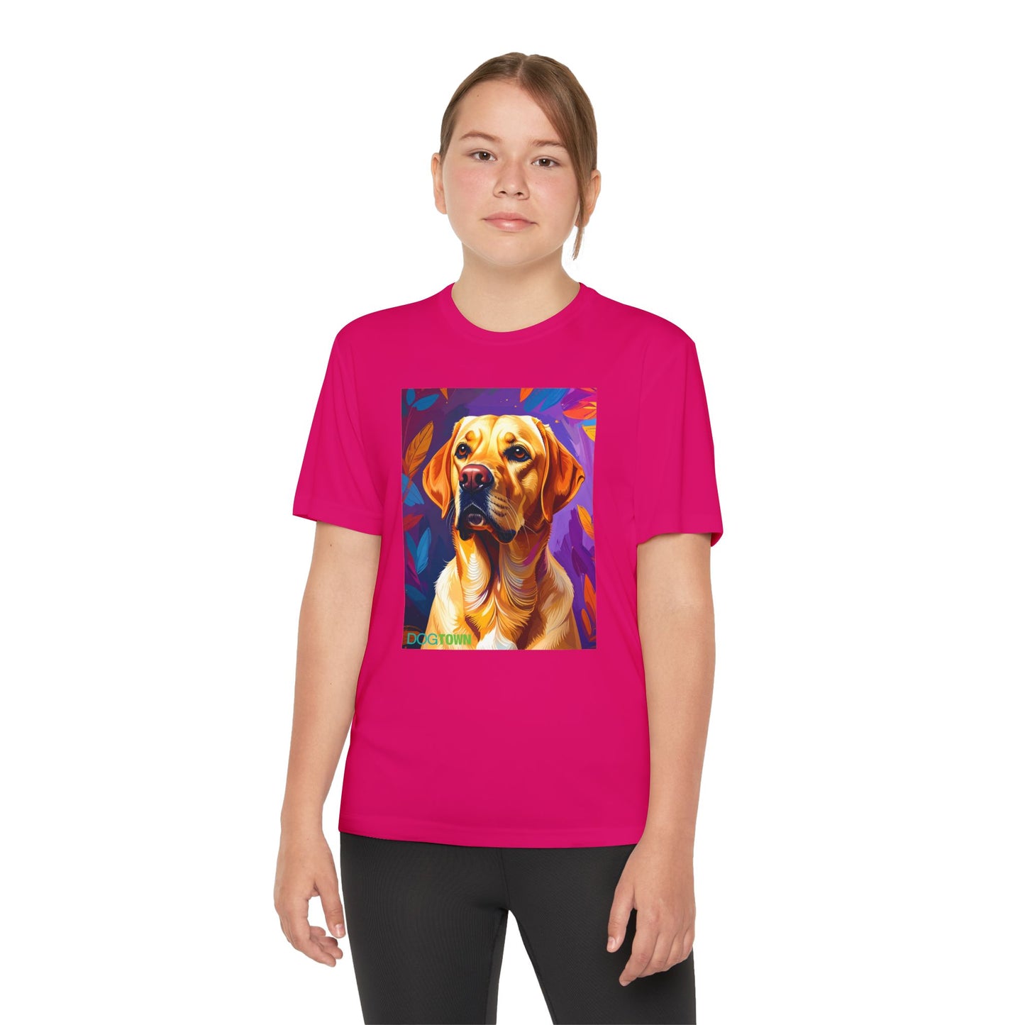 Pup Art Canvas - Kid's Sport Short Sleeve Tee (Yellow Lab)
