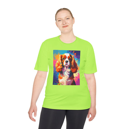 Pup Art Canvas Unisex Moisture Wicking Tee (Cavalier King Charles Spaniel)