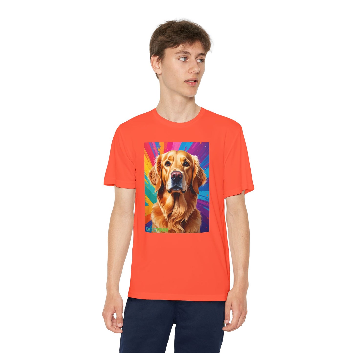 Pup Art Canvas - Kid's Sport Short Sleeve Tee (Golden Retriever)