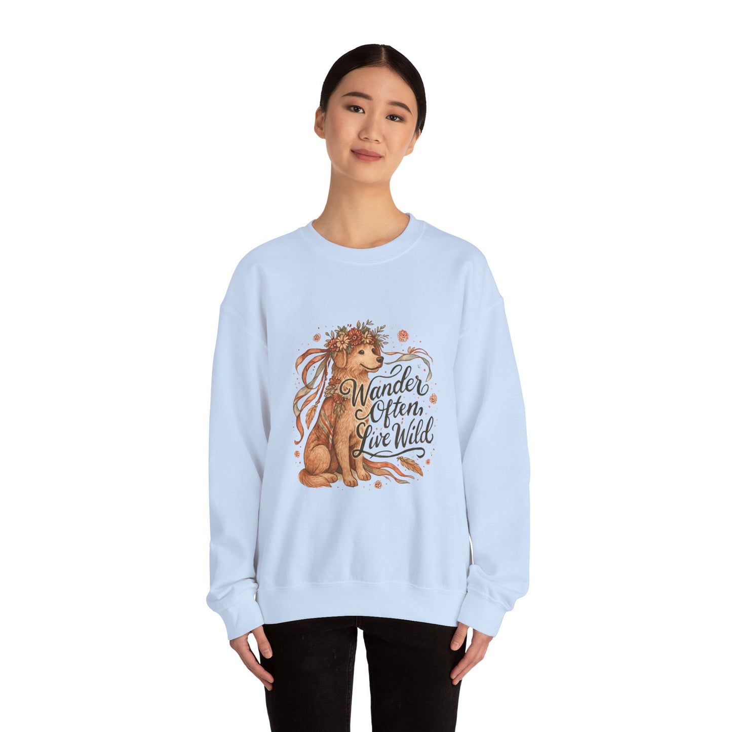 Dogtown Boho Revival Unisex Heavy Blend™ Crewneck Sweatshirt (Golden Retriever)