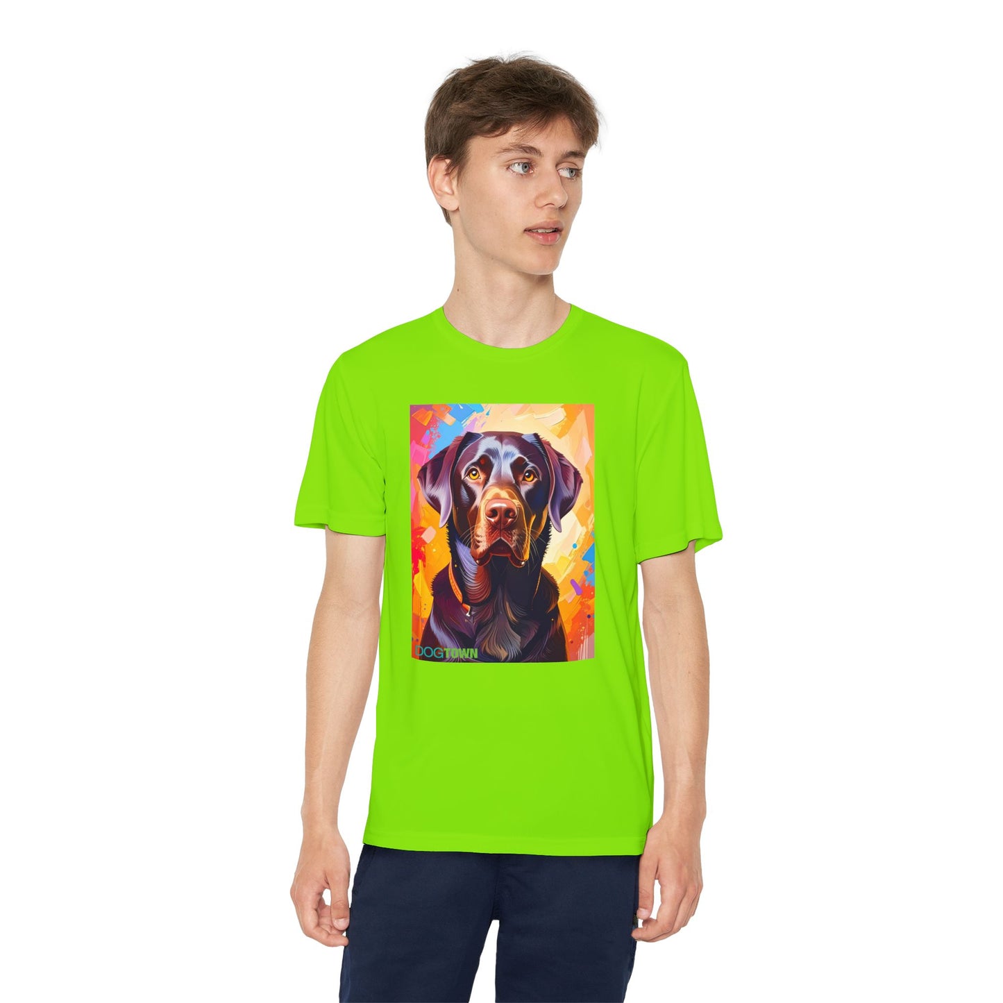 Pup Art Canvas - Kid's Sport Short Sleeve Tee (Chocolate Lab)