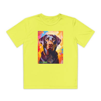 Pup Art Canvas - Kid's Sport Short Sleeve Tee (Chocolate Lab)