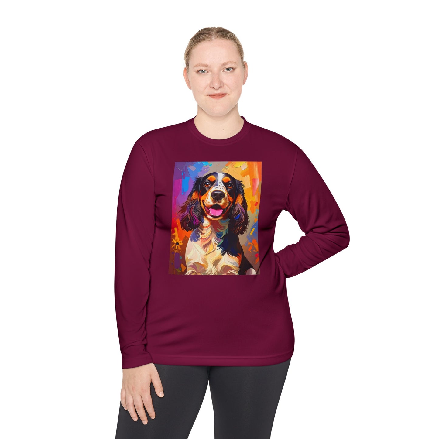 Pup Art Canvas Sport Long Sleeve Tee (English Springer Spaniel - 1)