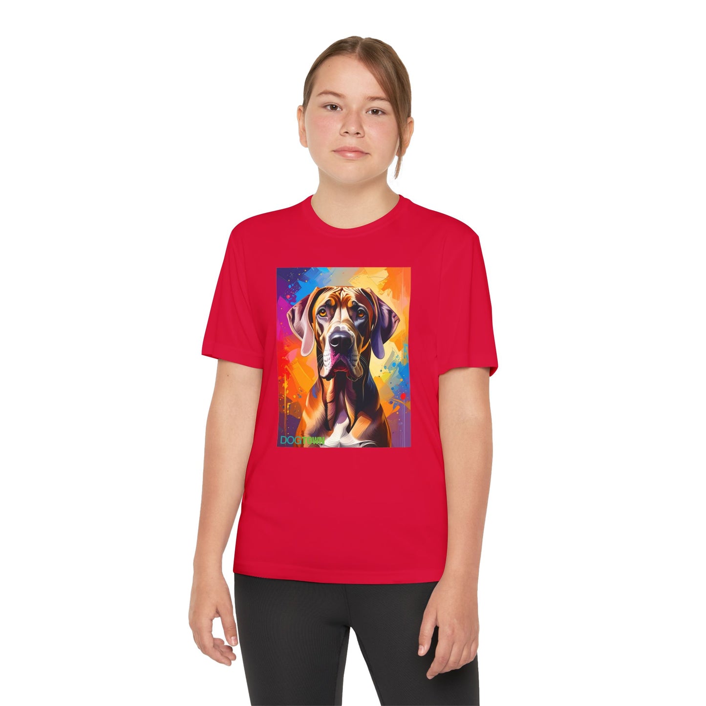 Pup Art Canvas - Kid's Sport Short Sleeve Tee (Great Dane)