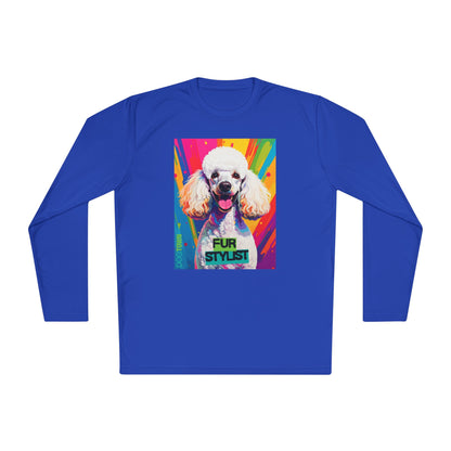 Dogtown Fur Stylist Groomer Long Sleeve Shirt (Colorful with White Poodle)