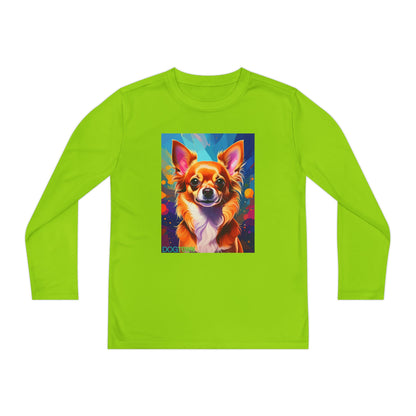 Pup Art Canvas - Kid's Sport Long Sleeve Tee (Chihuahua)