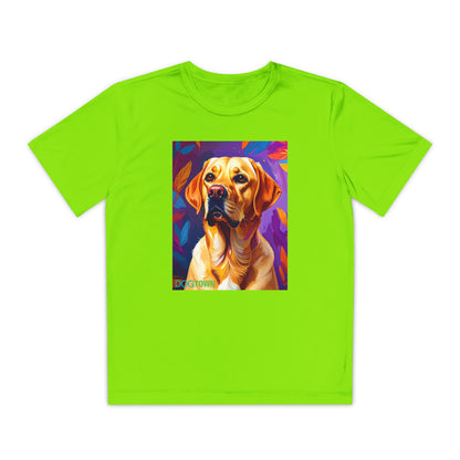 Pup Art Canvas - Kid's Sport Short Sleeve Tee (Yellow Lab)
