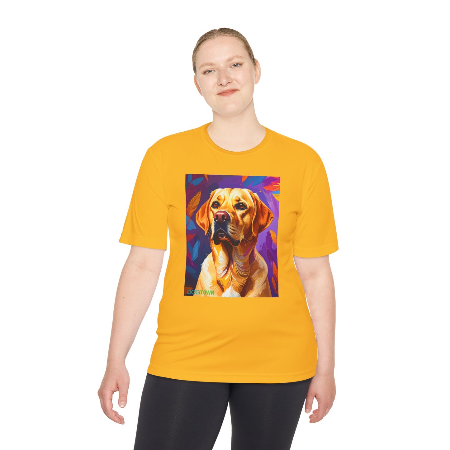 Pup Art Canvas Unisex Moisture Wicking Tee (Yellow Lab)