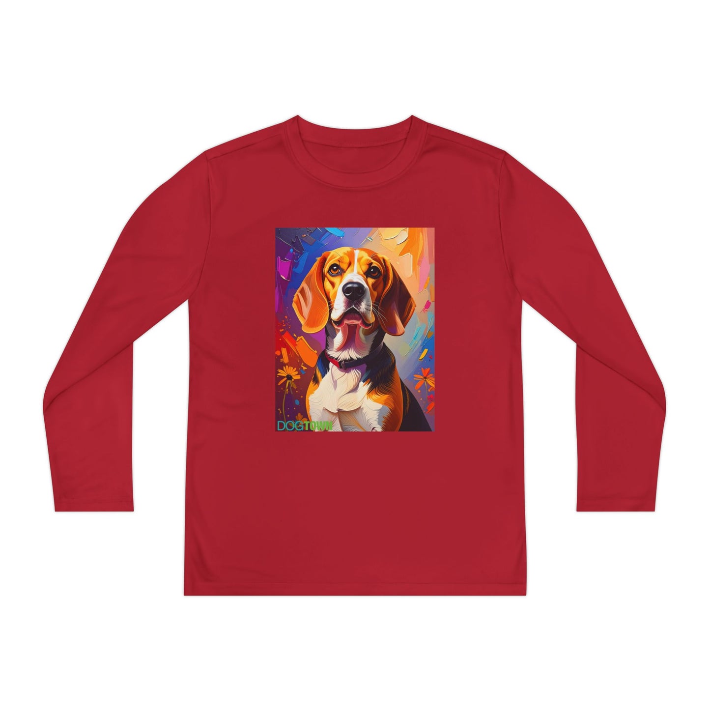 Pup Art Canvas - Kid's Sport Long Sleeve Tee (Beagle)