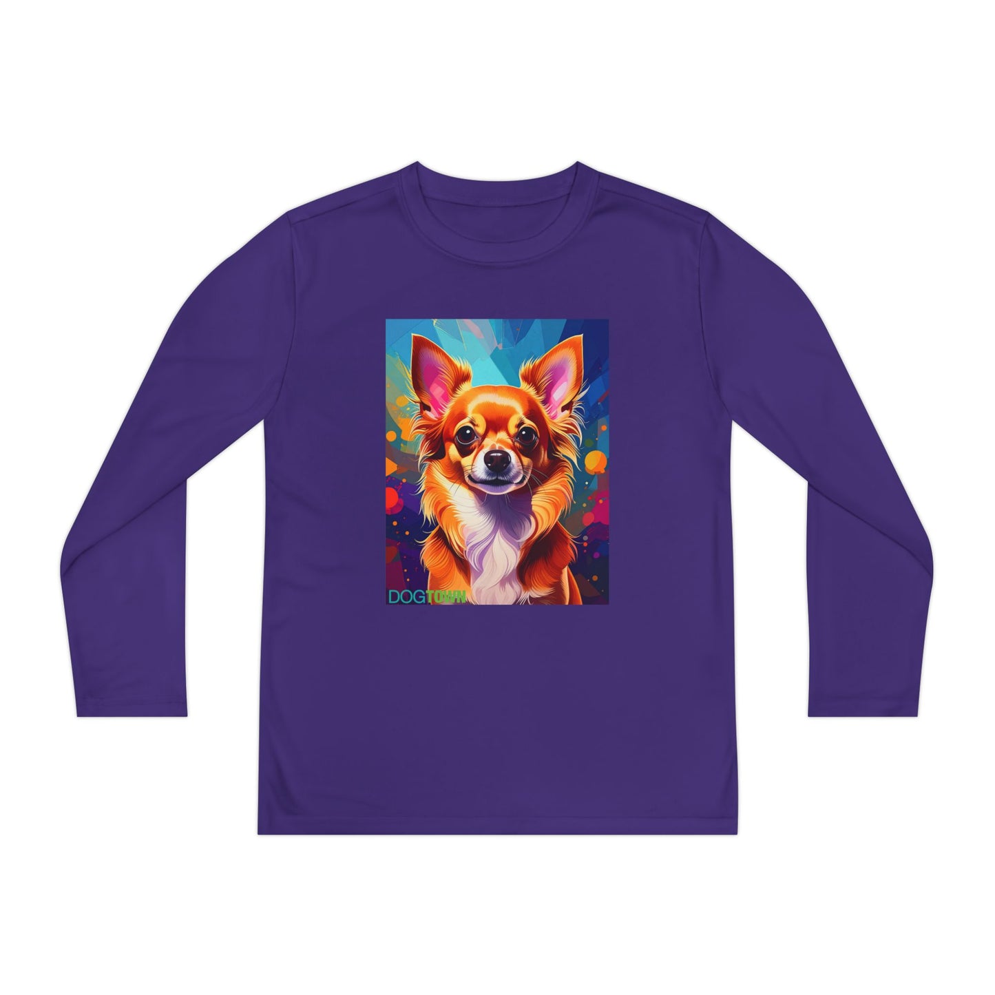 Pup Art Canvas - Kid's Sport Long Sleeve Tee (Chihuahua)