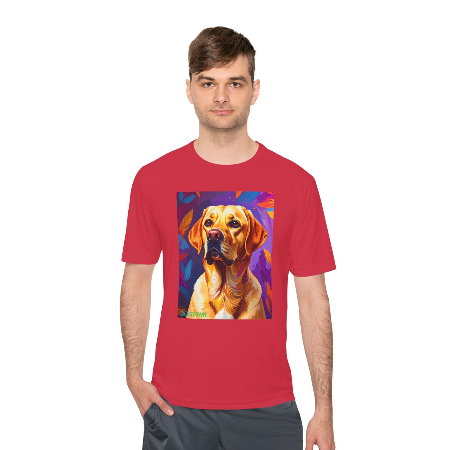 Pup Art Canvas Unisex Moisture Wicking Tee (Yellow Lab)