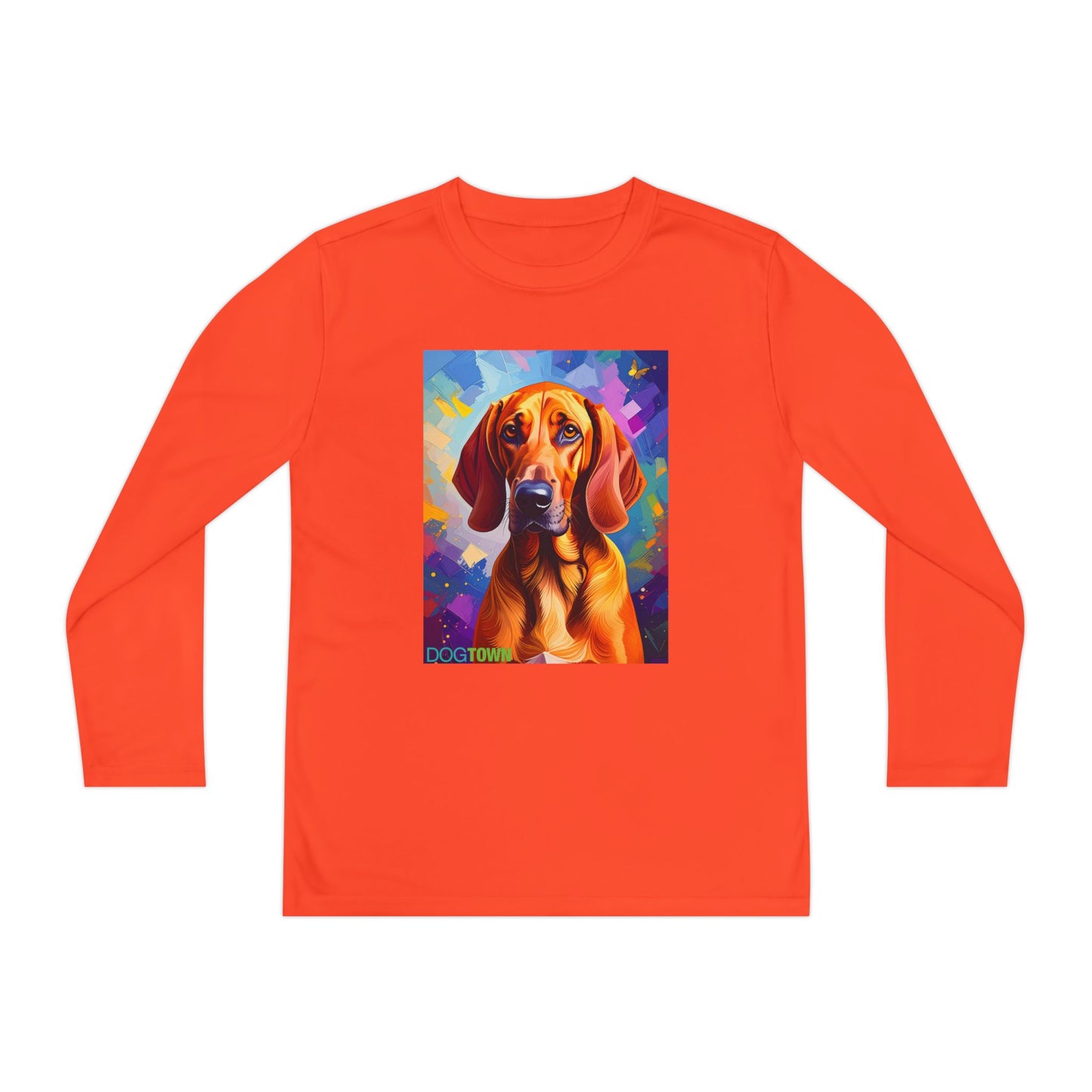 Pup Art Canvas - Kid's Sport Long Sleeve Tee (Redbone Coonhound)