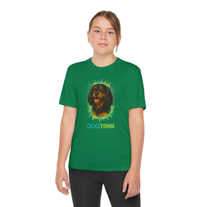 2025 Breed Collection - Kid's Polyester Thin Short Sleeve Tee - Black and Tan Cavalier King Charles Spaniel