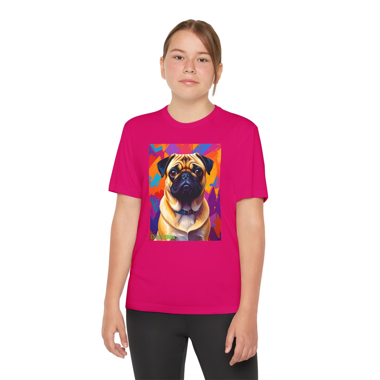 Pup Art Canvas - Kid's Sport Short Sleeve Tee (Pug)