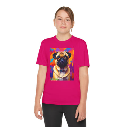 Pup Art Canvas - Kid's Sport Short Sleeve Tee (Pug)