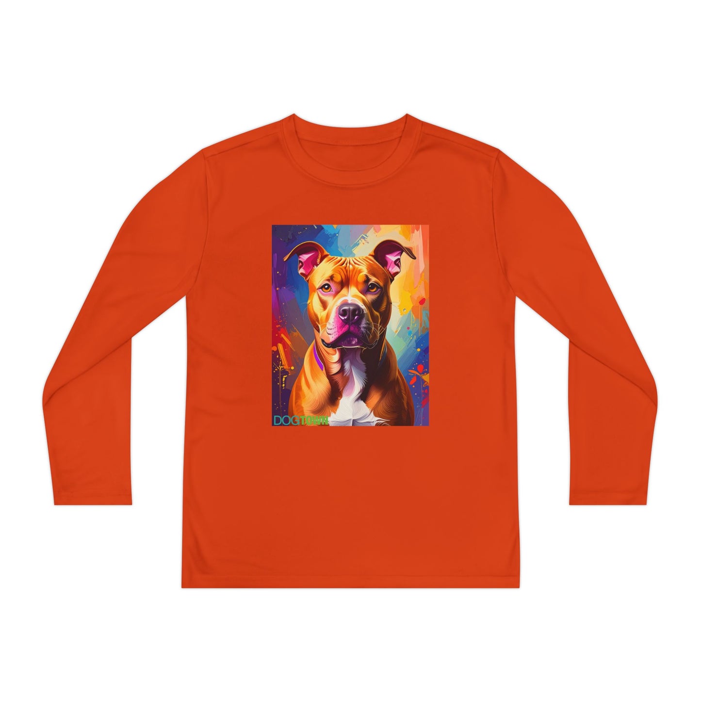 Pup Art Canvas - Kid's Sport Long Sleeve Tee (Pit Bull)