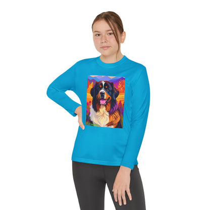 Pup Art Canvas - Kid's Sport Long Sleeve Tee (Bernese Mountain Dog)