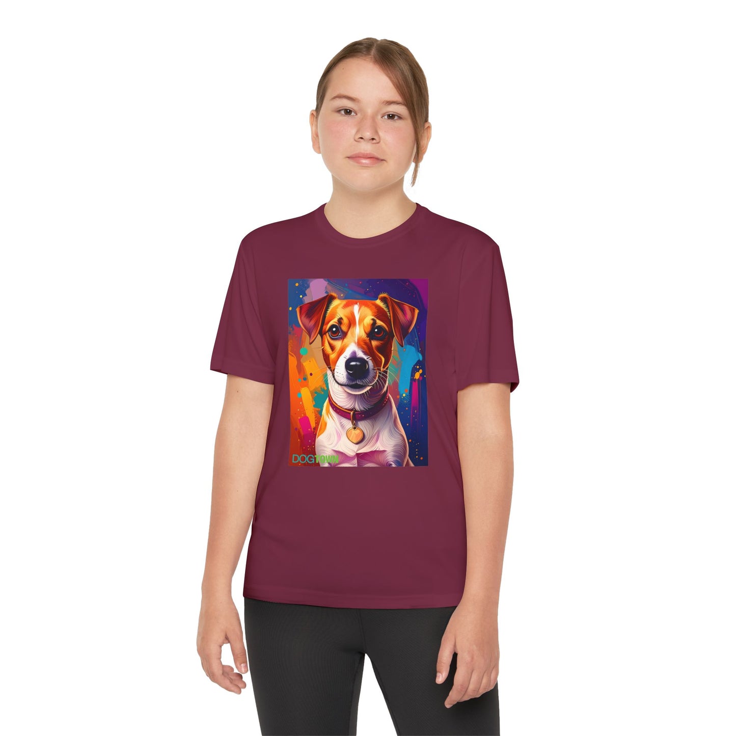 Pup Art Canvas - Kid's Sport Short Sleeve Tee (Jack Russell Terrier)