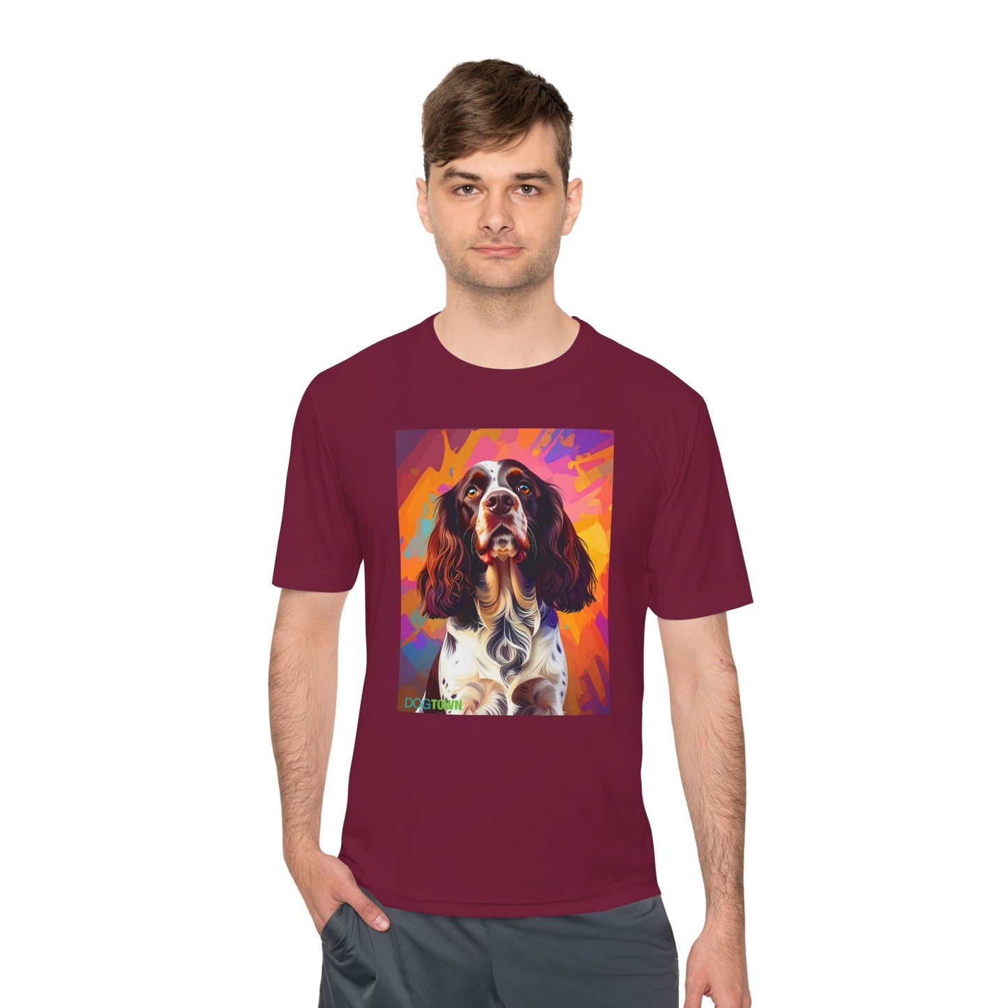 Pup Art Canvas Unisex Moisture Wicking Tee (English Springer Spaniel - 2)