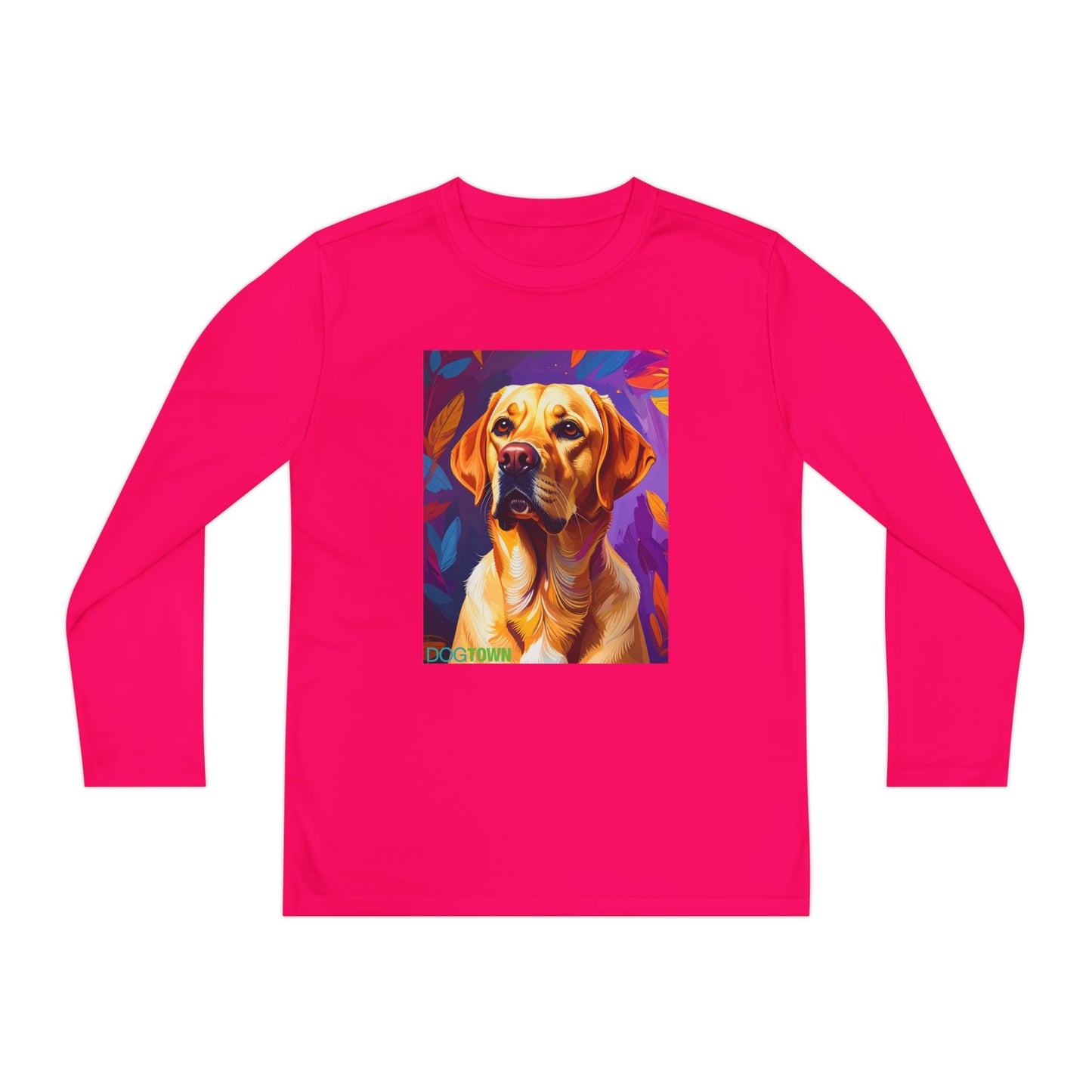 Pup Art Canvas - Kid's Sport Long Sleeve Tee (Yellow Lab)