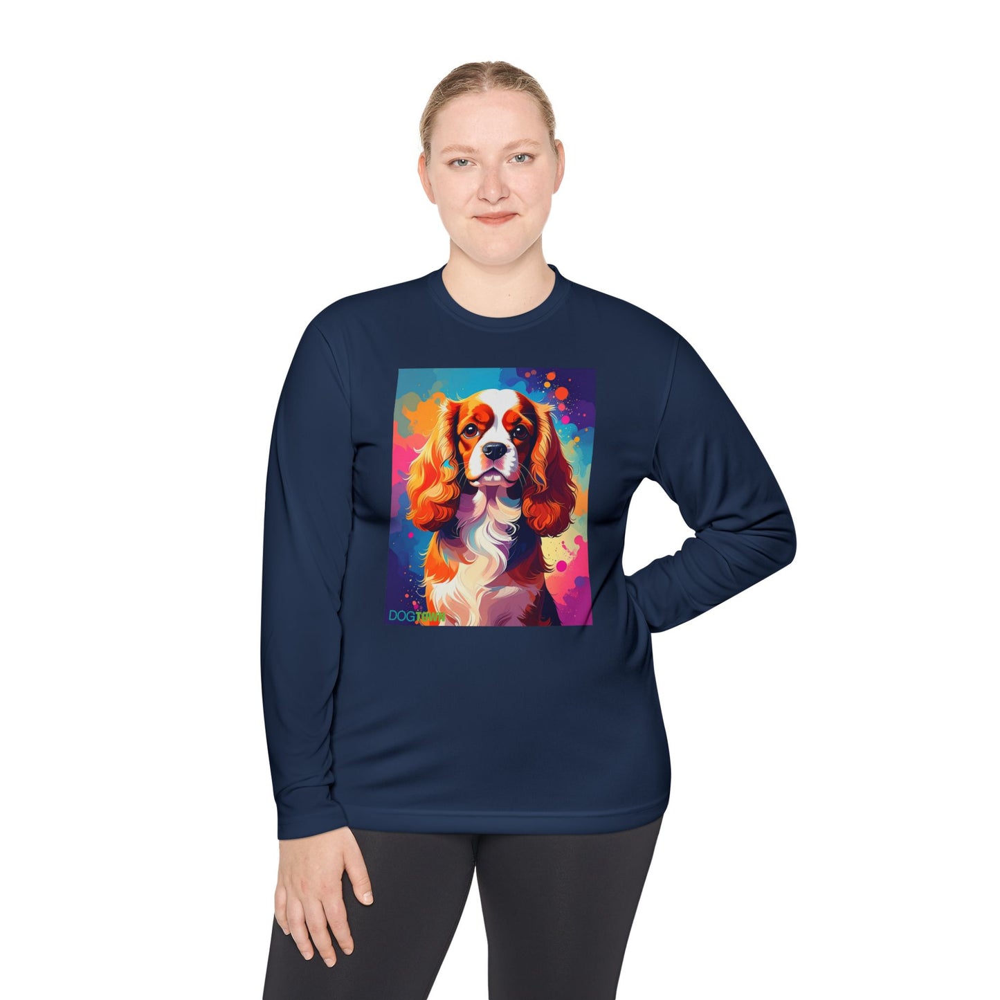 Pup Art Canvas Sport Long Sleeve Tee (Cavalier King Charles Spaniel)
