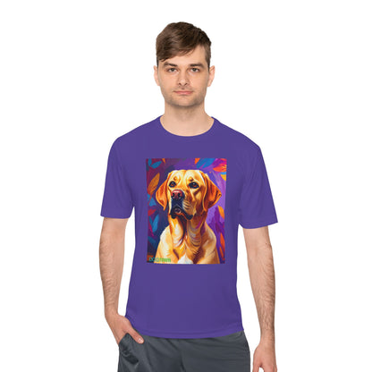 Pup Art Canvas Unisex Moisture Wicking Tee (Yellow Lab)