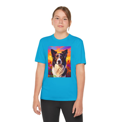 Pup Art Canvas - Kid's Sport Short Sleeve Tee (Border Collie)
