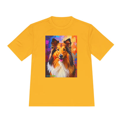 Pup Art Canvas Unisex Moisture Wicking Tee (Shetland Sheepdog (Sheltie))