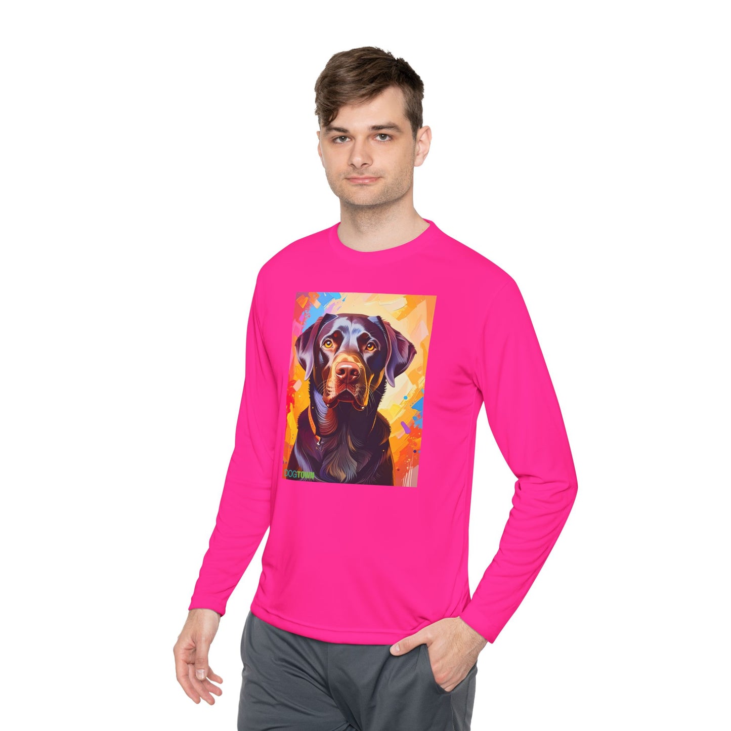 Pup Art Canvas Sport Long Sleeve Tee (Chocolate Lab)