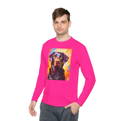 Pup Art Canvas Sport Long Sleeve Tee (Chocolate Lab)