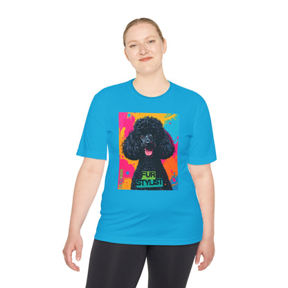 Dogtown Fur Stylist Groomer Short Sleeve Shirt (Colorful with Black Poodle)