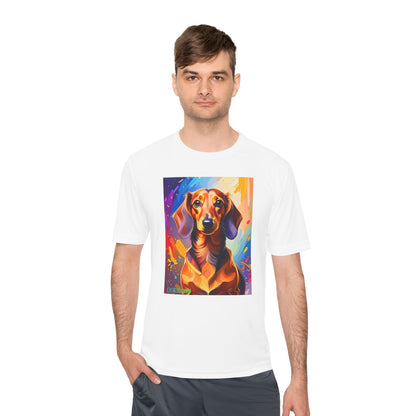 Pup Art Canvas Unisex Moisture Wicking Tee (Dachshund)