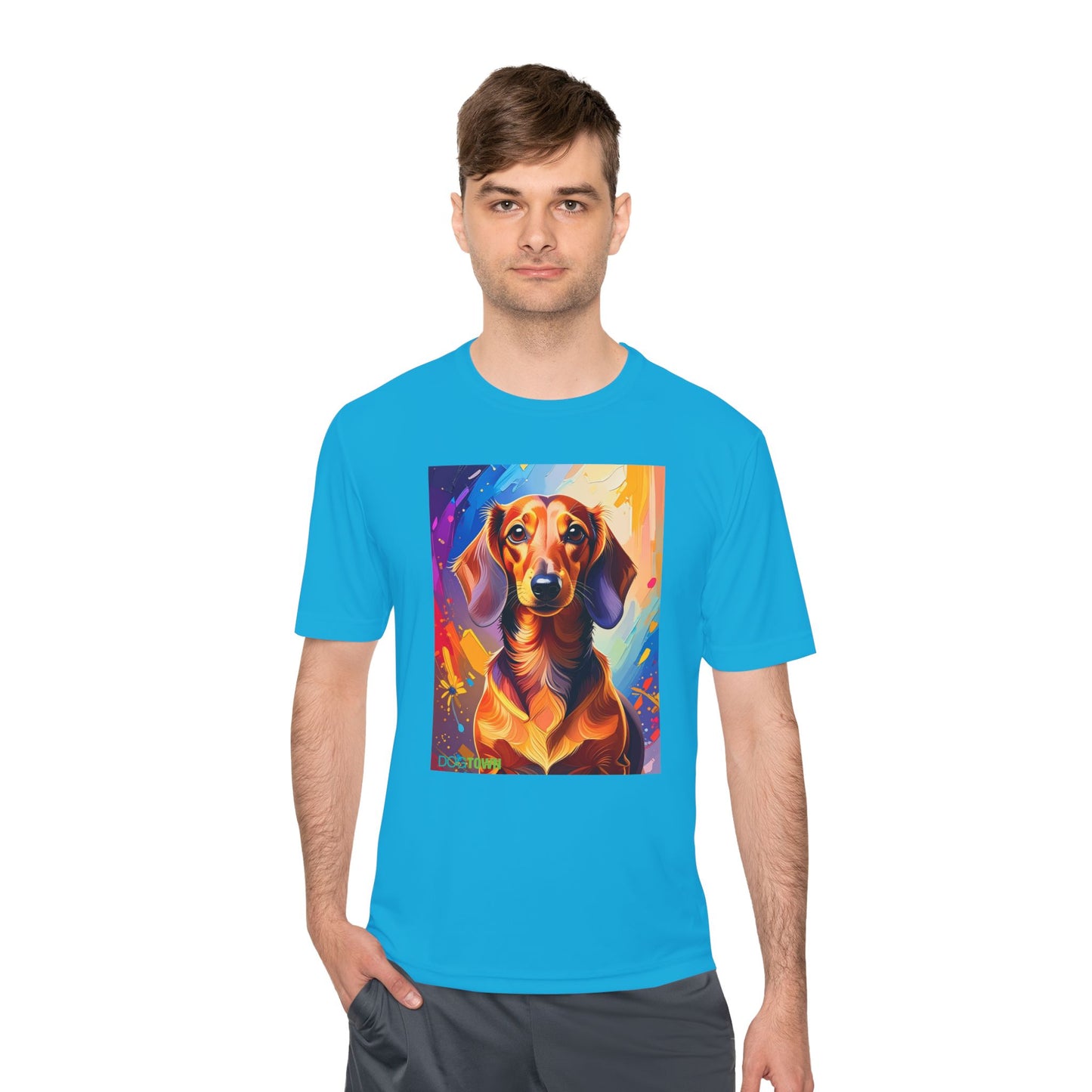 Pup Art Canvas Unisex Moisture Wicking Tee (Dachshund)