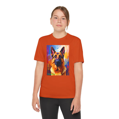 Pup Art Canvas - Kid's Sport Short Sleeve Tee (German Shepherd)