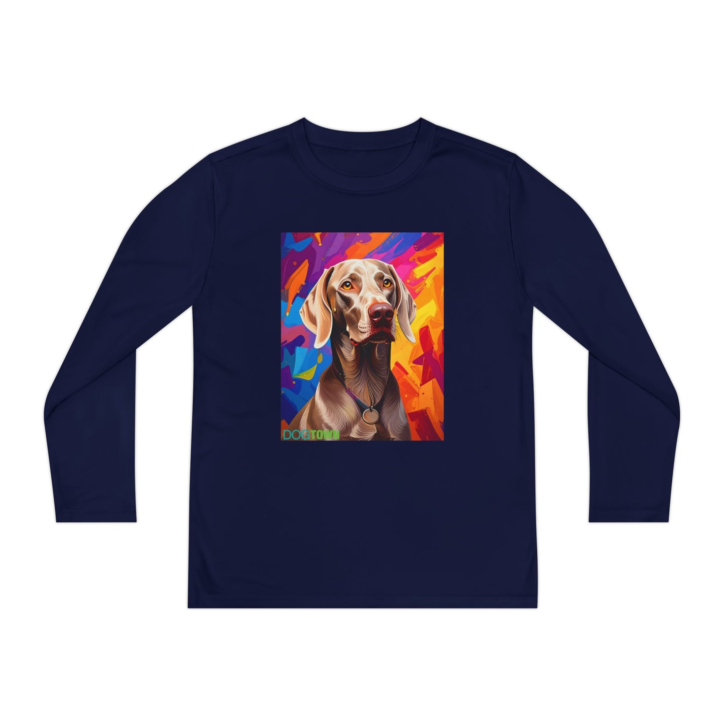 Pup Art Canvas - Kid's Sport Long Sleeve Tee (Weimaraner)