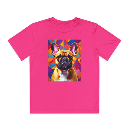 Pup Art Canvas - Kid's Sport Short Sleeve Tee (French Bulldog)