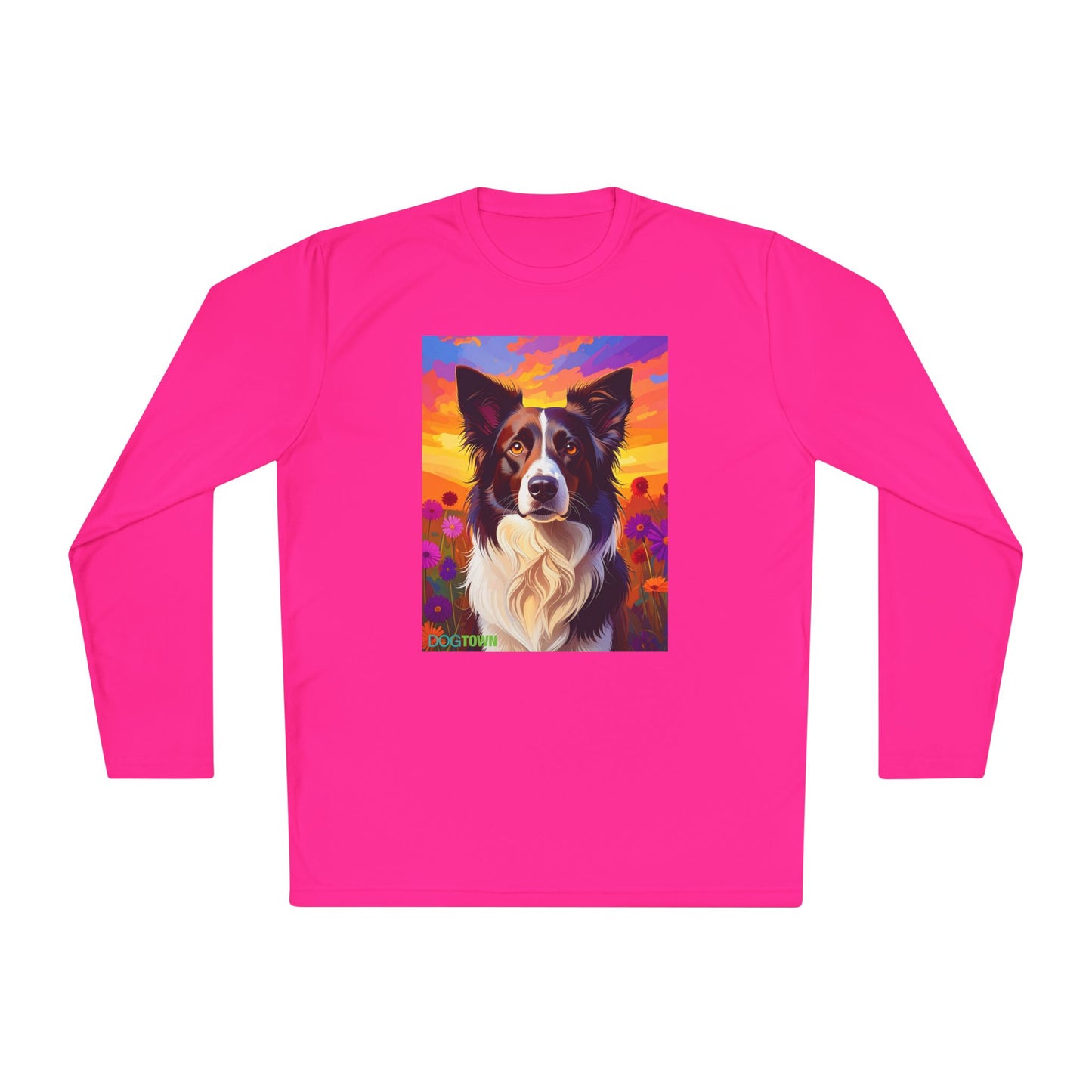 Pup Art Canvas Sport Long Sleeve Tee (Border Collie)