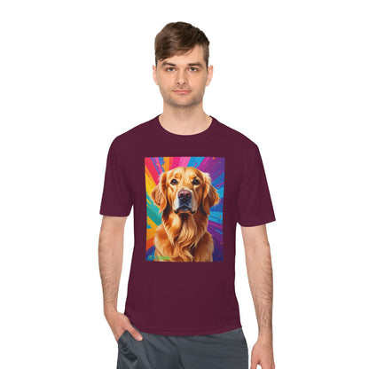 Pup Art Canvas Unisex Moisture Wicking Tee (Golden Retriever)